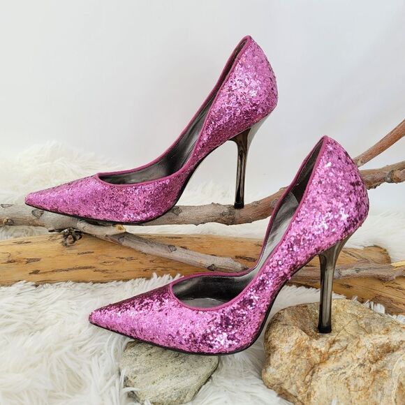 Guess Carrie Lee Barbie pink glitter pumps - Picture 1 of 12